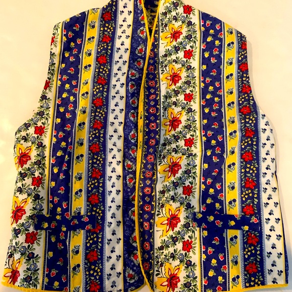 Vintage Handmade Reversible Blue Floral Patterned Women’s Vest Size Large - Picture 5 of 9
